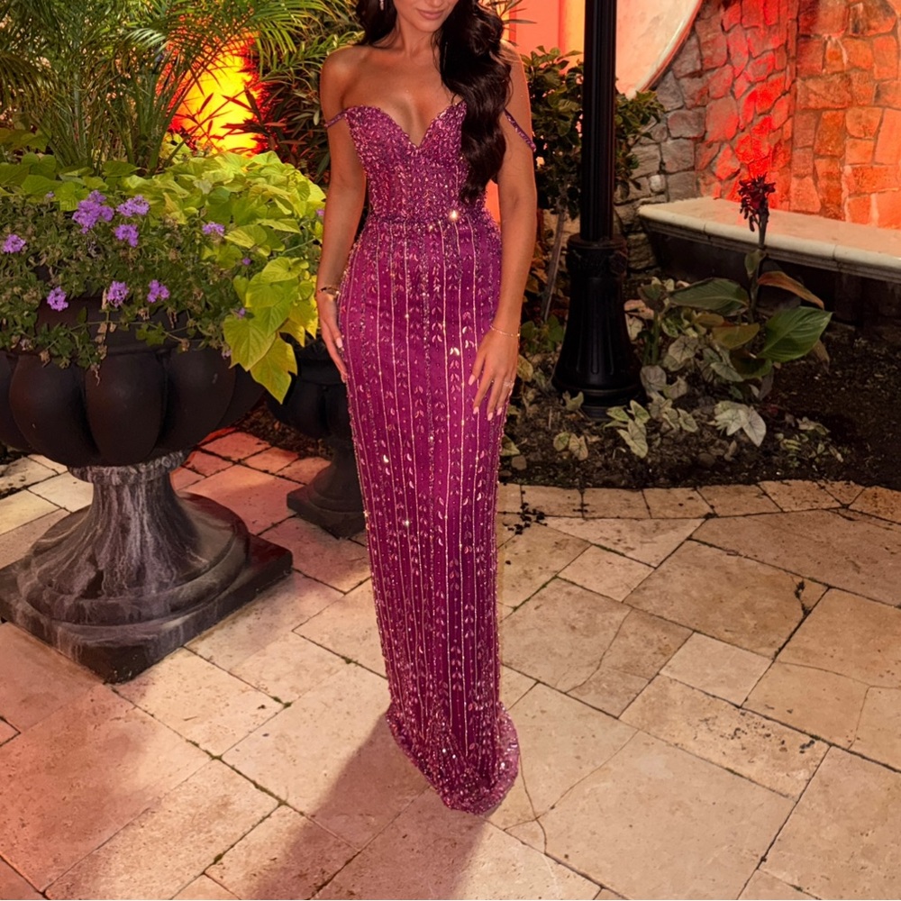 Custom Elegant Sequin Purple Evening Gown by Lumnije Krasniqi PRICE FIRM